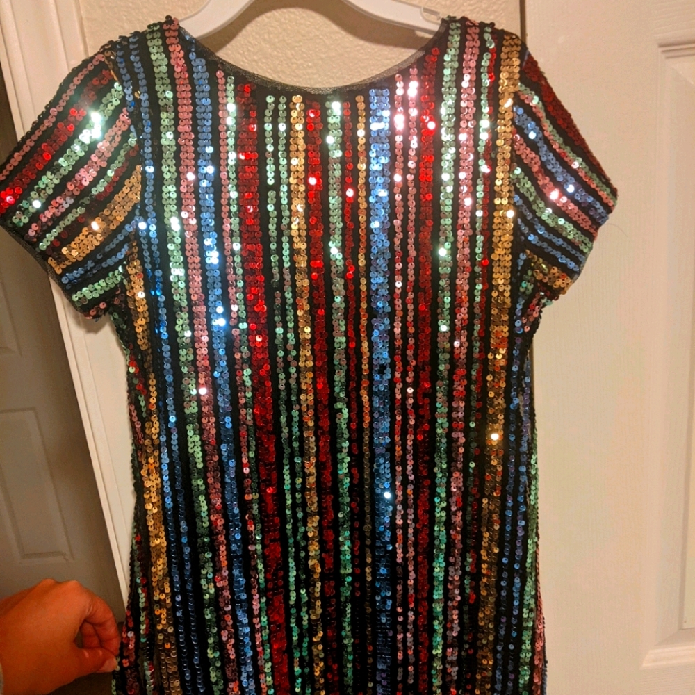 Gianni Bini Girls Rainbow Sequins Dress Size 10/12